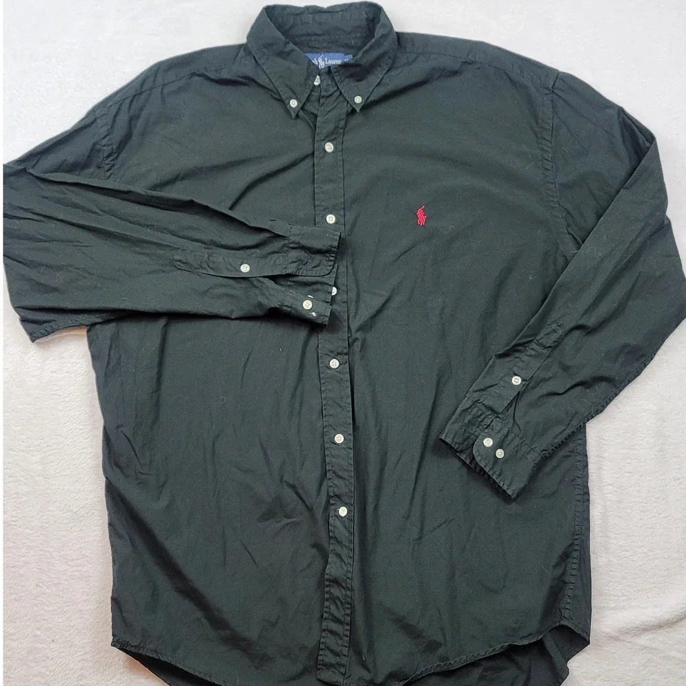 Polo Ralph Lauren Blake Shirt Mens XL Black Cotton Button Down Long Sleeve Pony